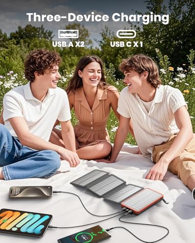 image for Hiluckey Solar Charger 25000mAh, Outdoor USB C Portable Power Bank wit