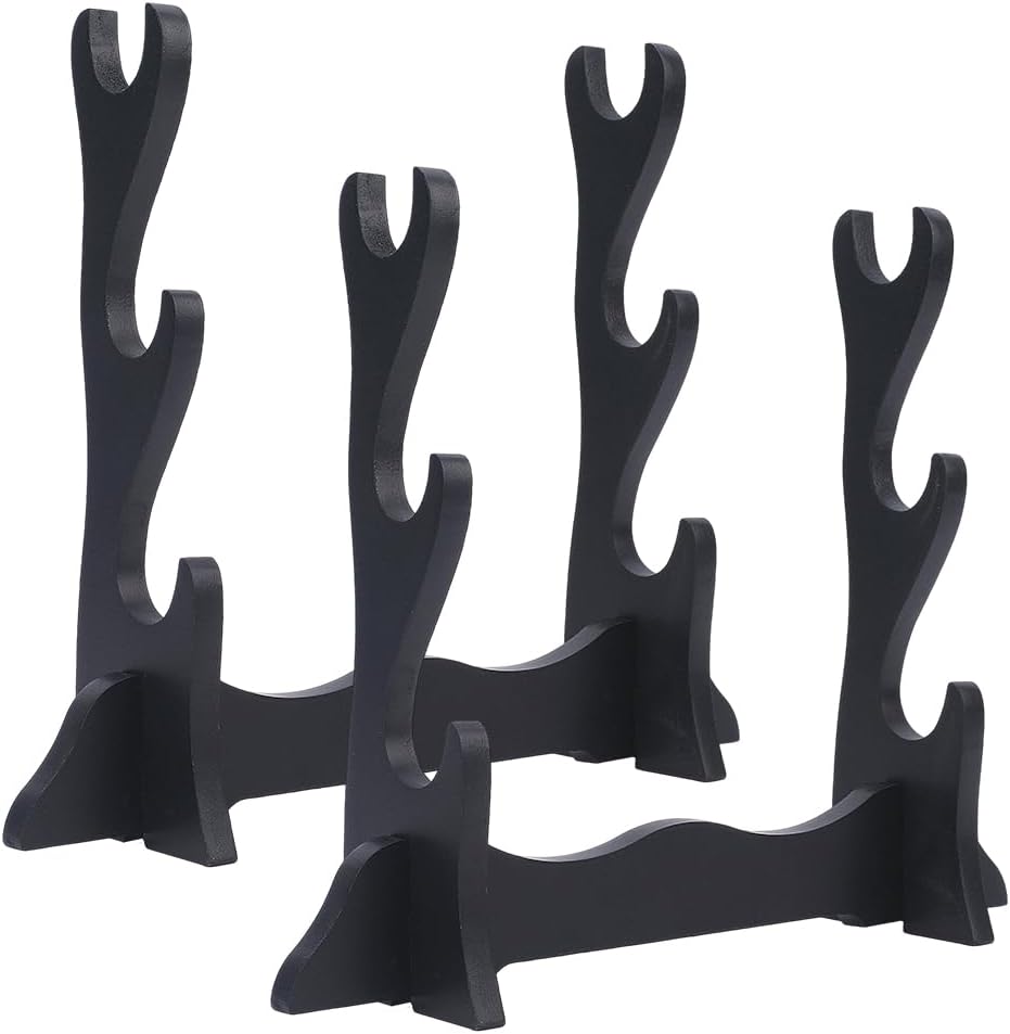2 Set Sword Stand 3-Tier Display Rack Black Katana Stand Storage Rack for Samurai Sword Tanto Rapier Light Saber Home Decor Anime Expo Bedroom Studio Office Anime Theme Decoration