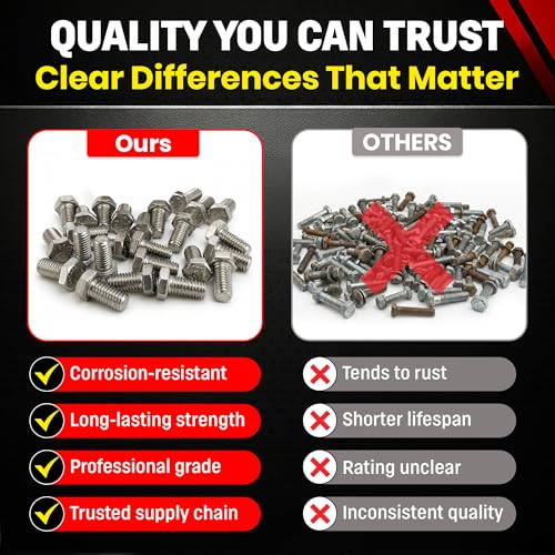 Image of Chenango Supply 3 /8-16 x 3 /4 inch Stainless Steel Hex Head Bolts - 304 Stainless, USS Coarse Thread, 100,000-125,000 PSI Tensile Strength, Corrosion-Resistant Hardware Bolts, (25 Pieces, 3 /8-16 x 75)