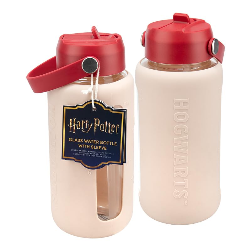 Paladone Bouteille d'eau en verre Harry Potter avec manchon en silicone gaufré, 800 ml, passe au lave-vaisselle, sous licence officielle