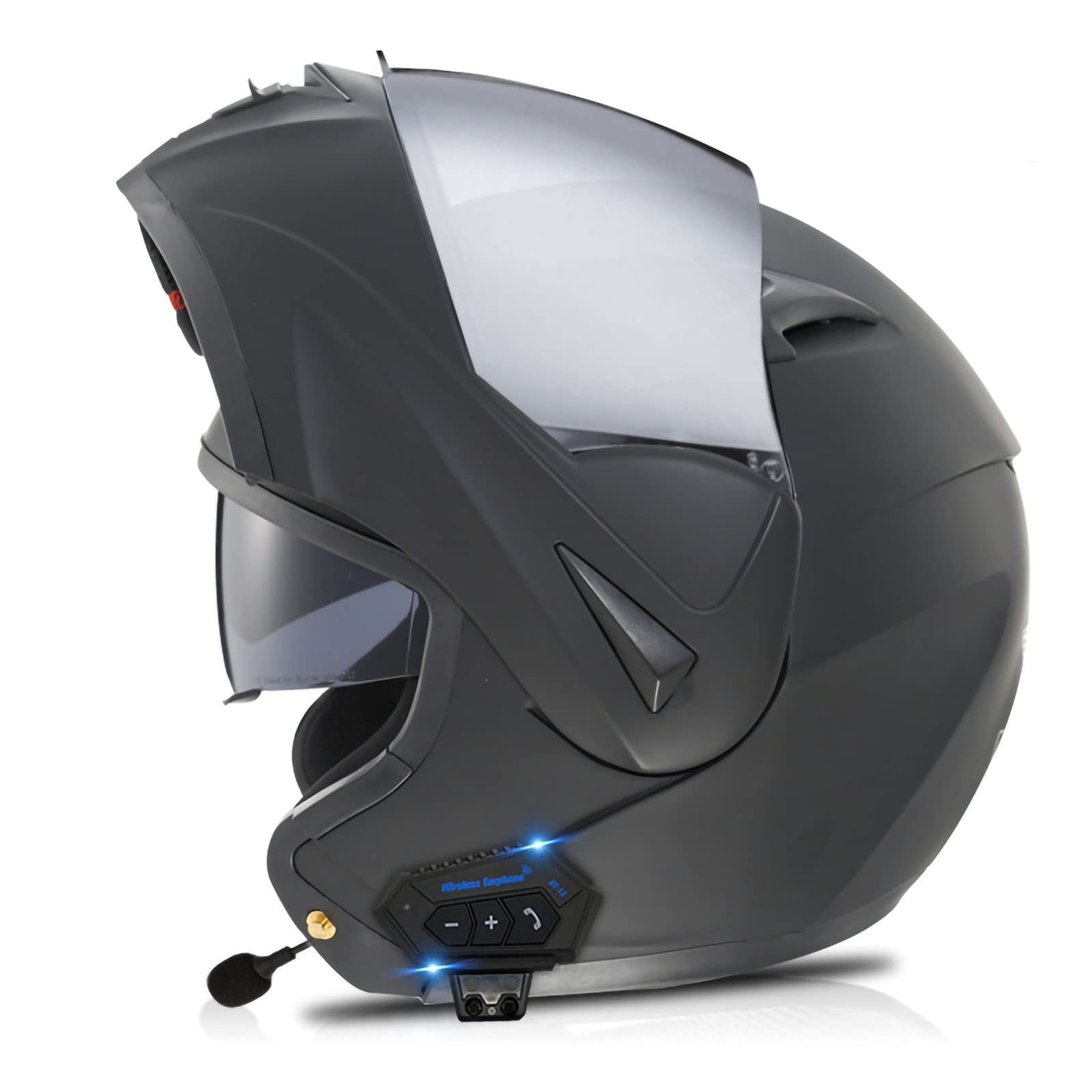 Bluetooth Integrado Modular Casco Moto Integral para Motocicleta,Personalidad Fresca Casco con Doble Visera,para Montar Al Aire Libre Apto Certificación ECE