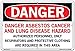 Vestil SI-D-46-D-AC-130 ASBESTOS CANCER AND LUNG DISEASE HAZARD Danger Sign, Aluminum Composite, 0.130" Overall Size, 18.5" W x 12.5" H