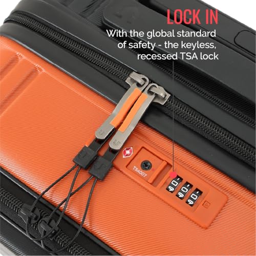 Image of Urban Jungle by Safari Hold-All Premium Small (55cm) Trolley Bag with Laptop Compartment, Polycarbonate Cabin Suitcase with 8 Silent Wheels & TSA Lock,Hardside Travelling Luggage for Men&Women(Orange)