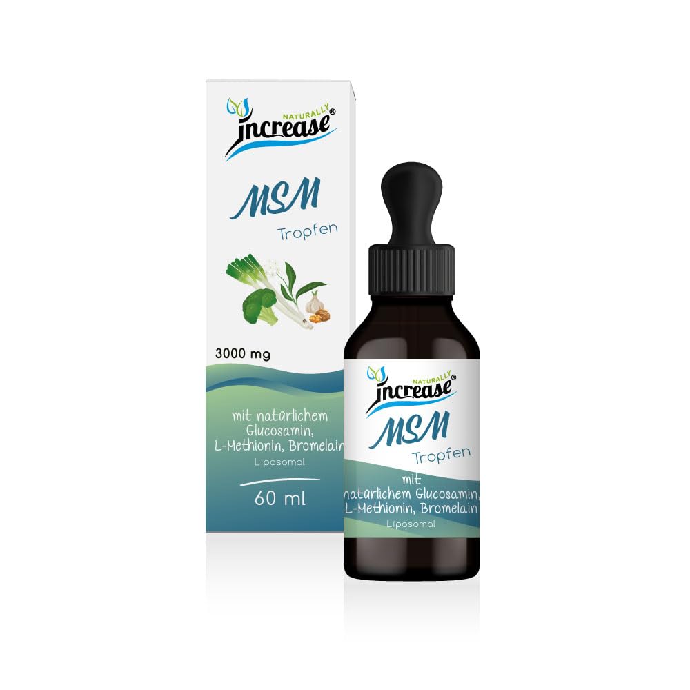Liposomale MSM Tropfen hochdosiert - (90.000mg Methylsulfonylmethan (MSM) pro Packung) 3000mg MSM pro Tagesdosis mit Glucosamin, L-Methionin und Bromelain -MCT Öl -Hohe Bioverfügbarkeit