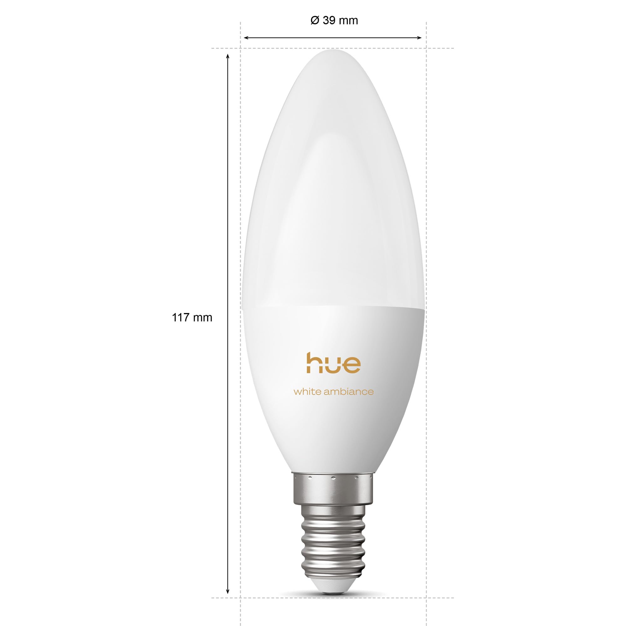 Philips Hue Smart Żarówka Świeca LED, B39, E14, White Ambiance, Pełne Spektrum 1000 K–20000 K, 500 lm, Bardzo Niski Poziom Przyciemniania, Chromasync, Alexa, Google Home, Apple Home, 3 szt.