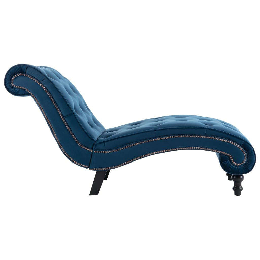 vidaXL Cislonga Imbottita Relax Ergonomica Trapuntata Chaise Lounge Sedia a Sdraio Lusso Elegante Morbida Ottomana Blu in Velluto