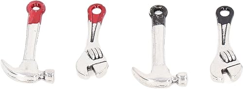 Miniatura 4 de VBESTLIFE 20 herramientas de reparación de casa de muñecas, kit de mini llave y martillo, escala 1:12, rojo y negro, juego de herramientas para