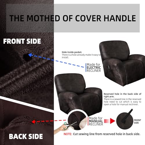 Image of ANARACHON Leather Look Oversize Recliner Chair Covers, Thick 4 Pieces Recliner Covers for Recliner Chair, Leather Cover for Recliner Slipcovers for Pets Kids(X-Large, Black Coffee)
