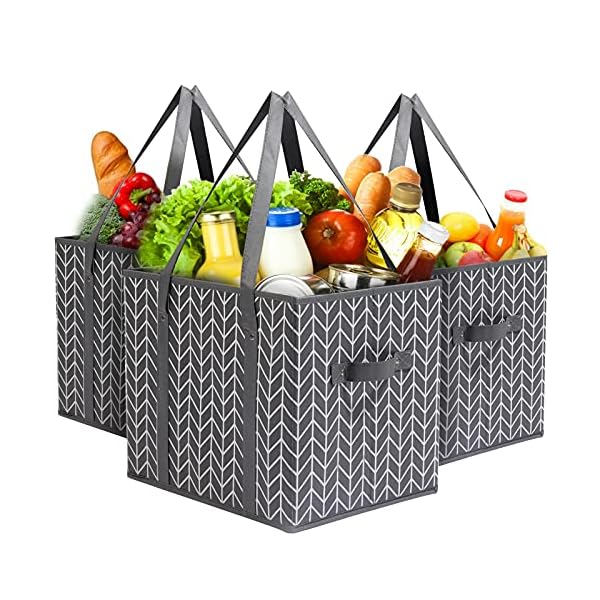 Mayniu Reusable Grocery Shopping Box Bags 3 Pack, Heavy Duty Tote Bag