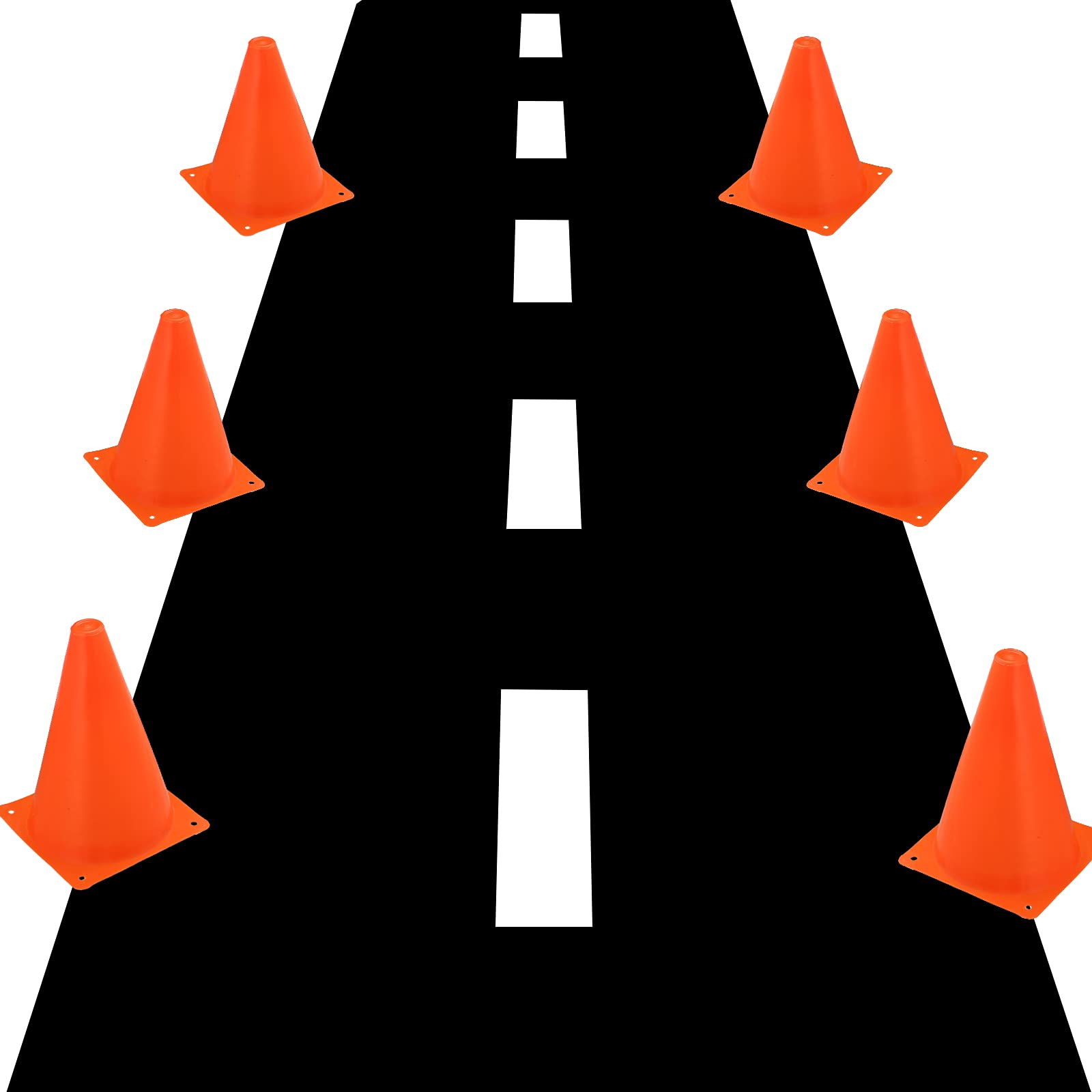 Buy 6 Pieces Mini Traffic Cones and 1 Piece Long Racetrack Floor