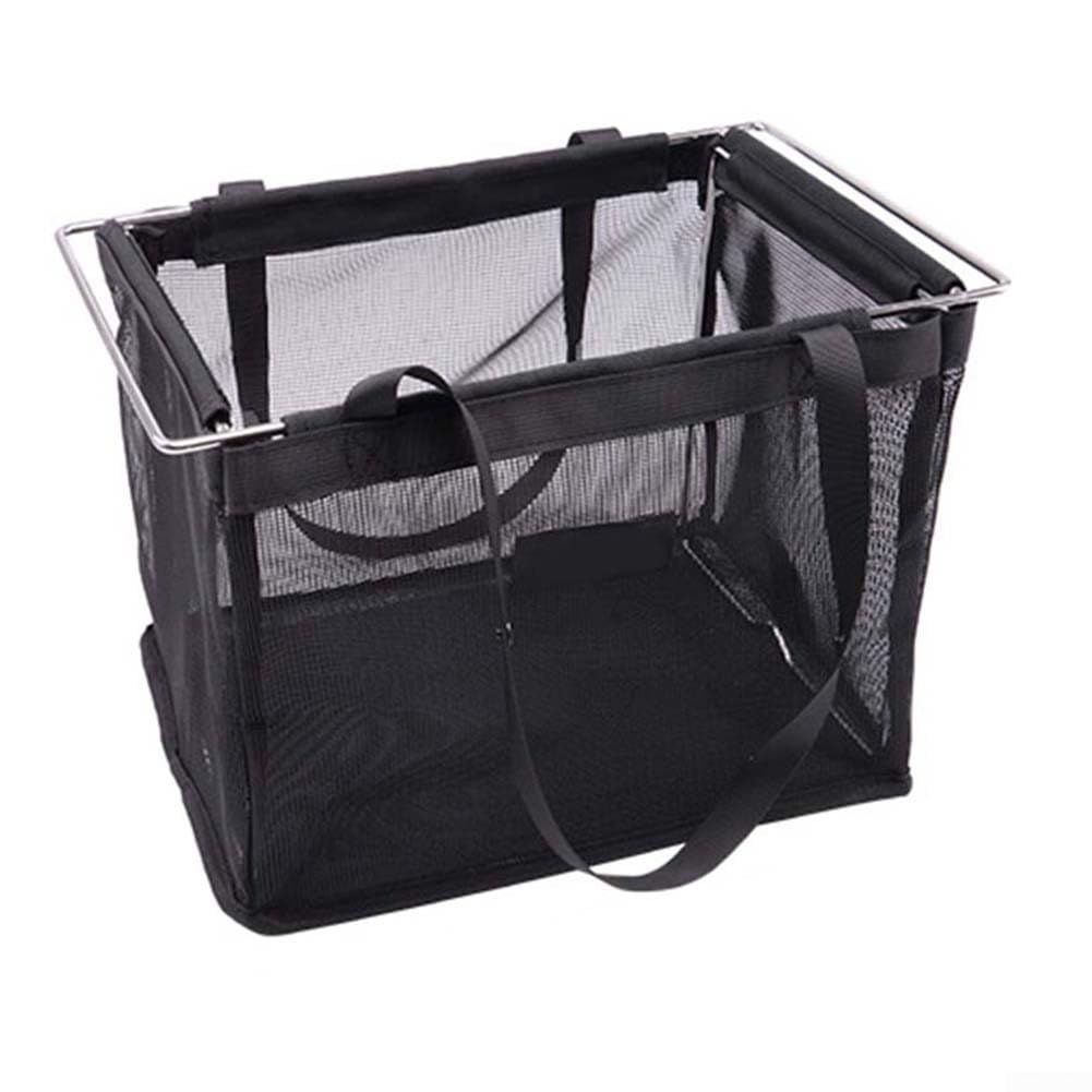 Borsa portaoggetti da campeggio per unità IGT cestino filtro a rete con telaio in acciaio inossidabile Base in PE Organizer pieghevole da picnic per stoviglie da tè Grande capacità Nero