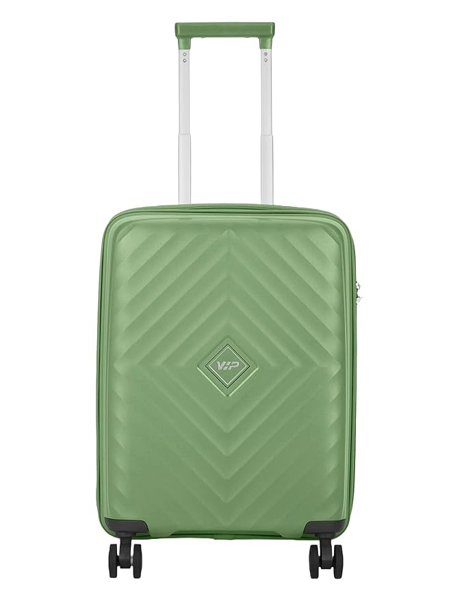 VIP Polypropylene (PP) Quad Active Cabin 55 Cm (Small) 8 Spinner Wheels Trolley Bags for Travel, Hard Case Lightweight Bag with Combination Lock (Green, Cabin | 55 cm | Small)