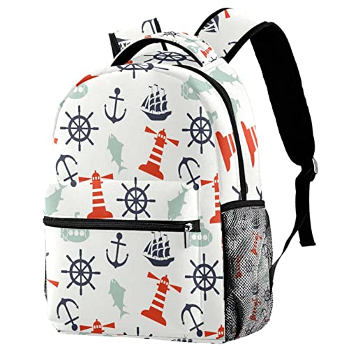 Sac à dos de voyage Campus avec porte-bouteille motif boussole pour fille et garçon