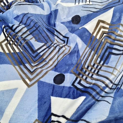 Image of Winter Premium Flannel Velvet Warm Duvet Cover Quilt Cover | Rajai Cover | Blanket Cover | Comforter Cover Single Size 60x100 inches Woollen (Blue Abstract Pattern, Single Bed)