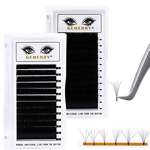 2x Easy Fan Volume Lash Extensions 0.07 D curl Lashes 8-14mm Mixed Tray + 15mm Rapid Blooming 3D 4D 5D 6D 10D Individual Lash Extension Supplies by GEMERRY (0.07-D curl-mix+15mm)