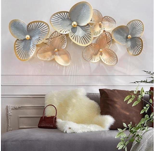Image of ZOVE Metal Clover Leaf Wall Decoration - 3D Wall Art Hanging Sculpture | Elegant Metal Wall Decor for Living Room, Bedroom & Hotel Interiors | 48 x 25 Inch