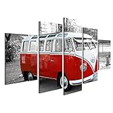 170x80cm - 5 Teile Bild Bilder auf Leinwand Bulli Bus T1 Vintage Wandbild, Poster, Leinwandbild MVG