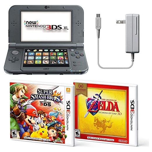 Black Nintendo 3DS XL Bundle Nintendo, AC Adapter, and Two Full Games 3D Mode (Ages 7+ Years)