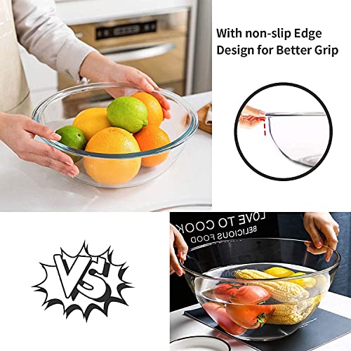 Luvan Borosilicate Clear Glass Mixing Bowls with Lids Set of 4 (0.53qt, 1.1qt, 2.1qt, 3.7qt) , Space Saving Nesting Bowls Large Kitchen Salad Bowls for Meal Preping ,Baking ,Mixing ,Dishwasher Safe