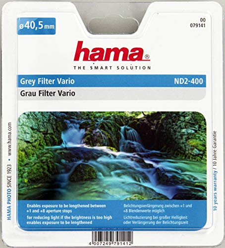 Hama Graufilter Vario, 2-Fach Verg&uuml;tung, 40,5 mm, f&uuml;r Kamera, SLR, DSLR Objektiv, ND2-400, variabel verstellbar