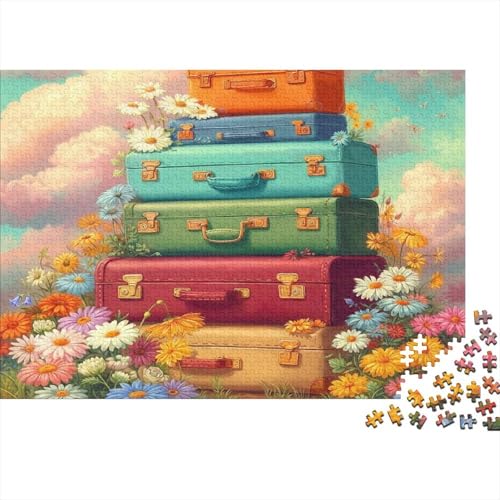 Puzzle de 1000 piezas para adultos con diseño de maletas vintage de 70x50 cm