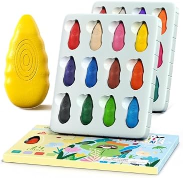 TinyGeeks 24 Water Drop Crayons - Non Toxic Crayons for Toddlers - Washable, Easy To Hold - For Toddlers, Kids Ages 3-8 - Ergonomic Shape