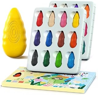 TinyGeeks 24 Water Drop Crayons - Non Toxic Crayons for Toddlers - Washable, Easy To Hold - For Toddlers, Kids Ages 3-8 - Ergonomic Shape