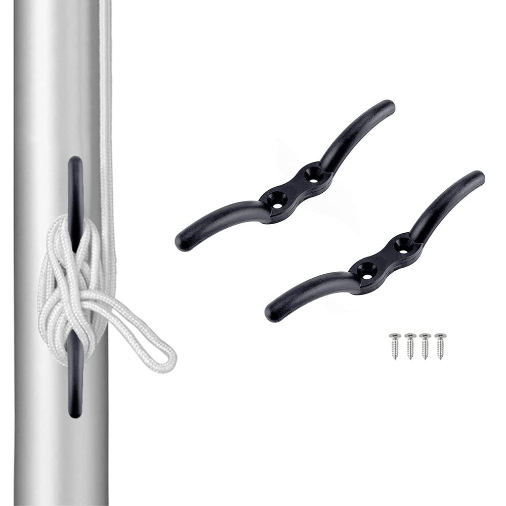 Ganchos para tacos de cubierta marina con tornillos, cuerda de lavado, polea negra para barcos, yates o aplicaciones de decoración, 110 mm, paquete de 2