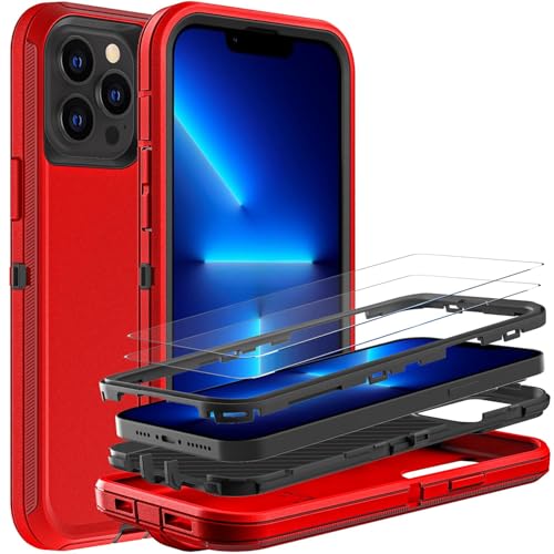 Coque iPhone 13 Pro antichoc anti-chute protection écran verre trempé robuste rouge noir