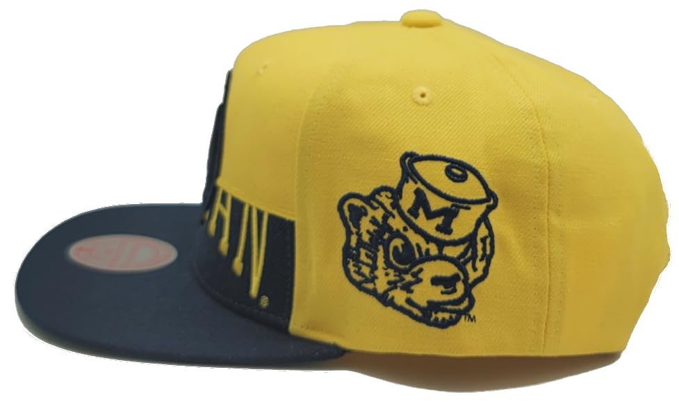 Casquette snapback Michigan Wolverines Mitchell & Ness jaune et bleue - 5