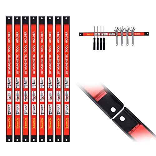 Magnetic-Tool-Holder-18-Inch-8-Pack-Heavy-Duty-Magnet-Tool-Bar-Strip-Rack-Wall-Mount-Red