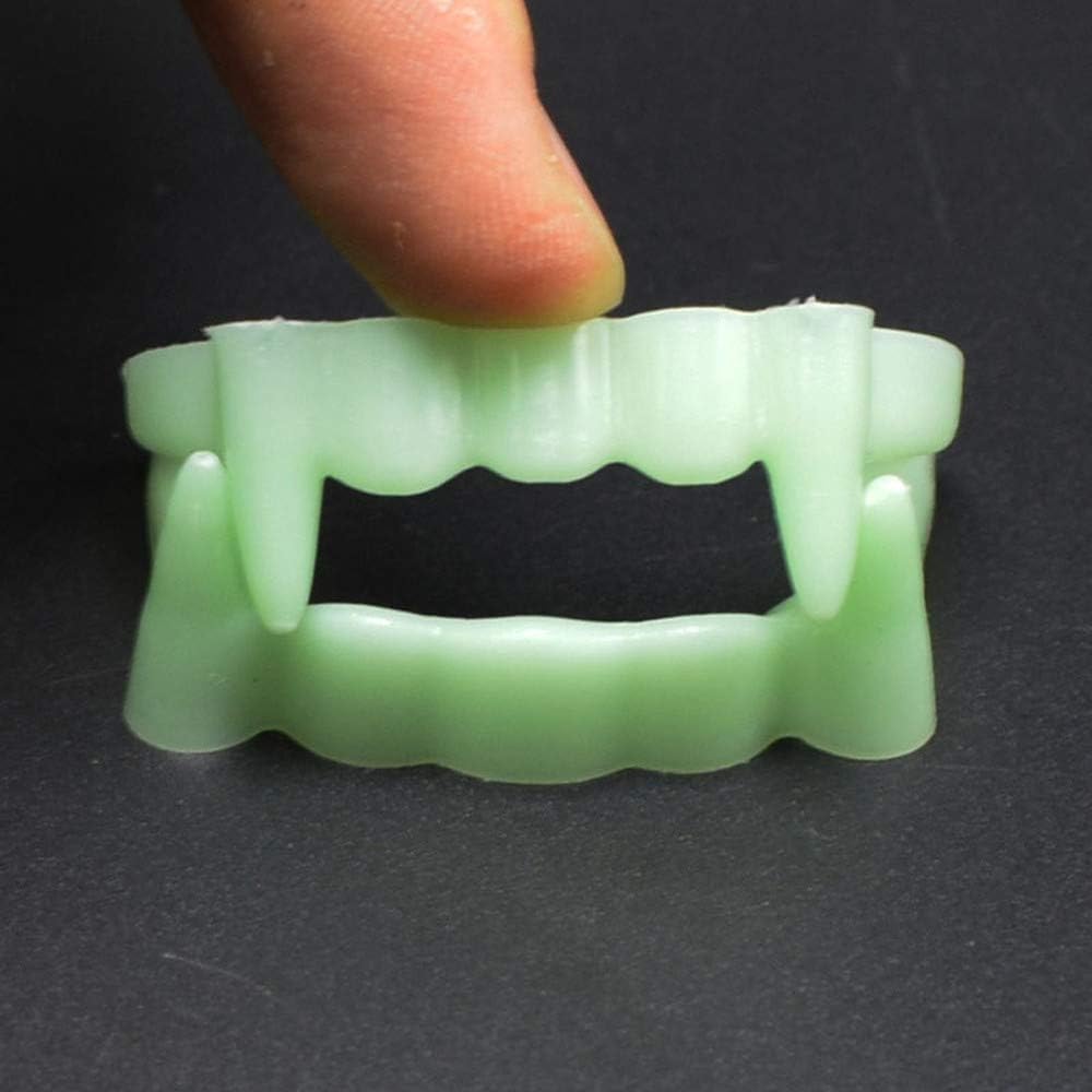 4Pcs Green Vampire Teeth Fangs Glow in The Dark Plastic Fake Vampire Teeth Kids Sharp Teeth Halloween Decorative Luminous Dentures - Image 5