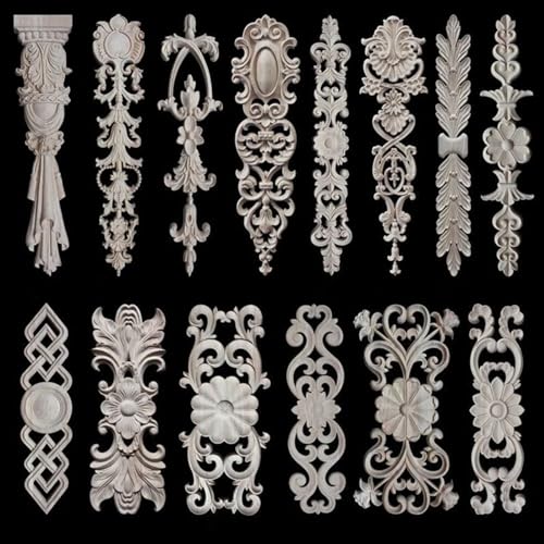 Apliques de flores talladas en madera C 25x6cm decorativos 3