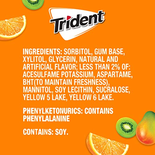 Trident Tropical Twist Sugar Free Gum, 12 Packs of 14 Pieces (168 Total Pieces)