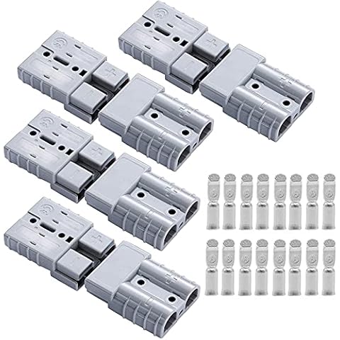 Battery Connector 50A, Battery Quick Connector Plug 50 Amp 600V 8Pcs Quick Connection Plug Connector for Anderson Powerpole Gray Cover
