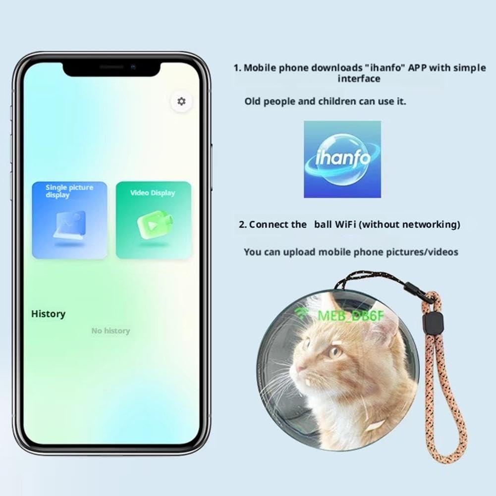 Lecteur vidéo Crystal Ball, album photo numérique à ultrasons 3D, boules de lampe vidéo à ultrasons avec contrôle par application, vidéos et photos téléchargeables, anniversaire, cadeau d'anniversaire