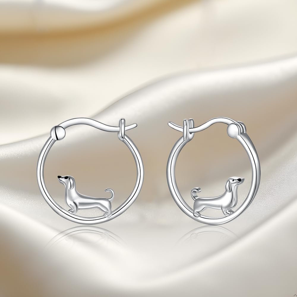 Axolotl Penguin Duck Dolphin Dachshund Elephant Labrador Corgi Red Panda Hoop Earrings for Women Sterling Silver Animal Jewelry Gifts - Image 8