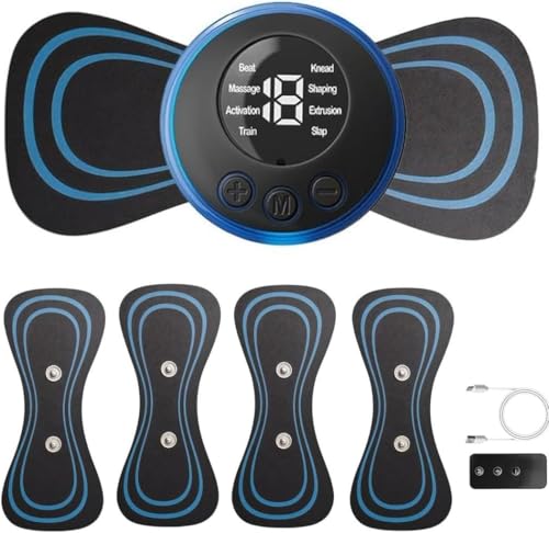 Wireless TENS Machine for Pain Relief Rechargeable Nerve Muscle Stimulator for Pain Management with 5 Gel Pads Replacement and Remote Control 8 Modes 19 Intensities for Cramps Shoulder Neck