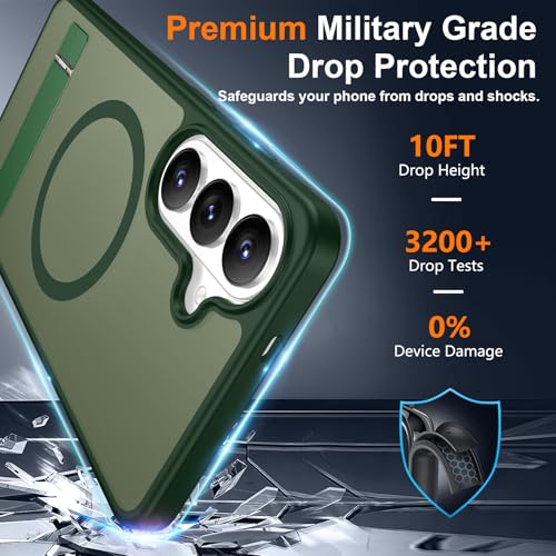 Image of SPIDERCASE Magnetic for Samsung Galaxy S26 Case, [3 Stand Ways][ Military Grade Drop Protection] with Invisible Stand Shockproof Slim Case for Samsung Galaxy S26 6.3 inch, Green