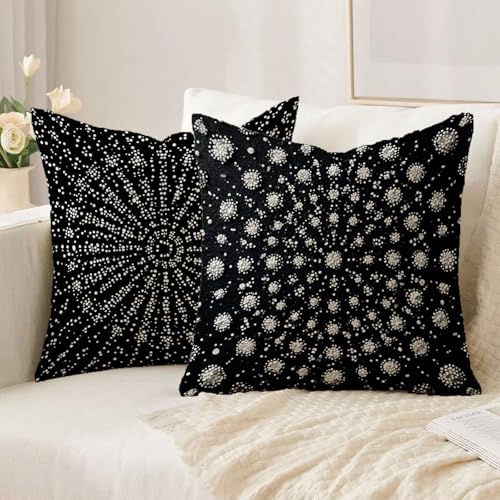 Housse coussin 75x75cm anti tache et imperméable motif géométrique - 3