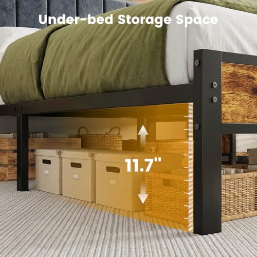 Image of Liians King Bed Frame with Storage Headboard and Charging Station | LED Lights, Metal Platform Bed, Noise Free, No Box Spring Needed, Easy Assembly