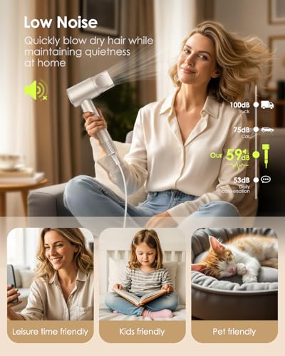 Hair Dryer, 160,000 RPM High-Speed Ionic Blow Dryer with Diffuser, Professional Hairdryer  - image 6