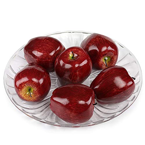 Dehomy Fake Fruit Apples Artificial Deep Red Apples Lifelike 6pcs Simulation Red Apples