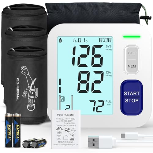 Blood Pressure Machine Upper Arm, 3 Size Cuffs Included, Small 7'-9', Medium 9'-17' and Extra Large...