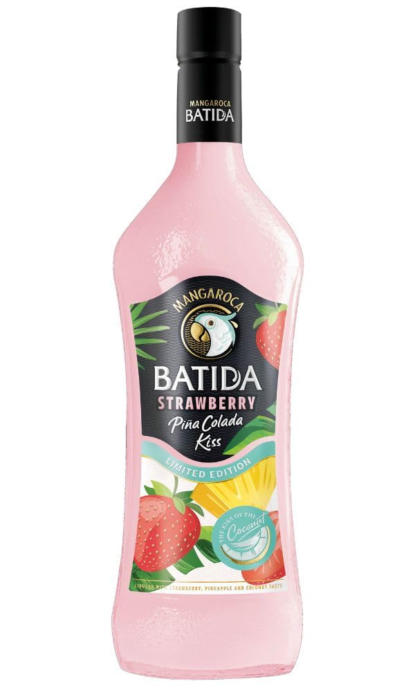 Mangaroca Batida Strawberry Piña Colada Kiss Limited Edition (1×0,7 l) – Kokoslikör mit Erdbeere & Ananas – fruchtig‑cremig – 16% vol