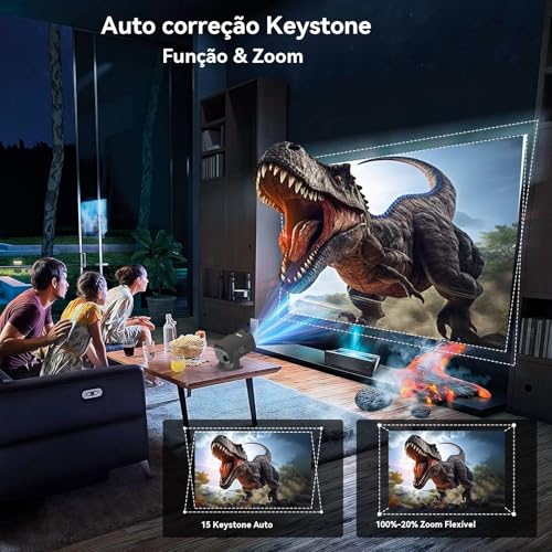 Mini Projetor Portatil - Smart Projetor com Wifi 6 Bluetooth 5.0, Suporte 4K e 1080P Full HD Cinema