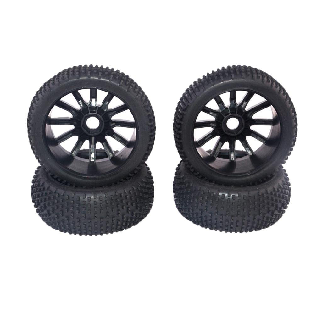 4 Stück RC Reifen Felgen Gummireifen Räder mit Robustem Und Schwammeinlage für 1 8 Scale Car Ersatz Modellbau Hobby