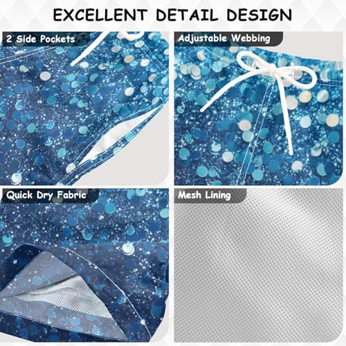 Pigsaly Boys Swim Trunks Bright Ocean Blue Seafoam Gradient Flashing Glitter Boys Board Shorts Swimsuit Swimwear 2T3