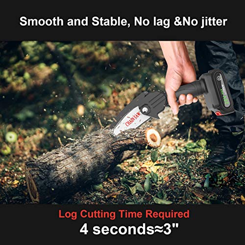 Mini Chainsaw, RIRGI 4-Inch Cordless Power Chain Saws, Pruning Shears Chainsaw, Portable 26V Electric Chainsaw, Household Small Handheld Electric Saw for Wood Cutting, Tree Pruning and Gardening