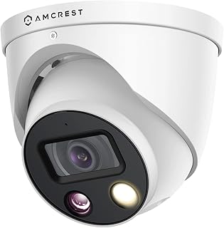 Amcrest UltraHD 4K (8MP) AI Outdoor Security Turret POE IP Camera, 4K @20fps, Face Detection, Vehicle & Human Detection, Spotlight, Built-in Siren Alarm, Built in Microphone, IP8M-TD2685EW-AI